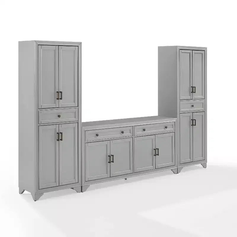 3-teiliges Tara-Sideboard- und Vorratsschrank-Set im Used-Look – Crosley