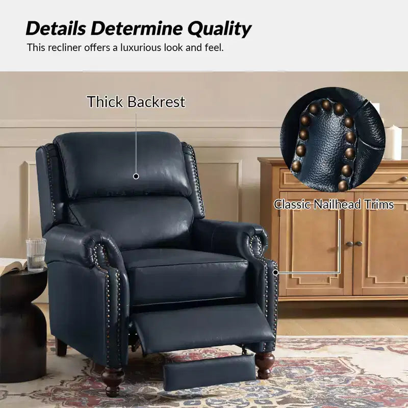Set van 2 moderne Elisabete-fauteuils met hoge rugleuning van echt leer en vintage spijkerkopafwerking voor woonkamer en slaapkamer| ART OF LIVING DESIGNS
