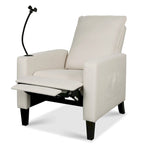 Poltrona reclinabile manuale in tessuto con portacellulare e contenitore, Gialla / Beige / Rossa / Grigia, 1 posto