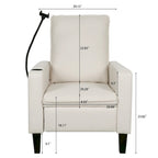 Poltrona reclinabile manuale in tessuto con portacellulare e contenitore, Gialla / Beige / Rossa / Grigia, 1 posto