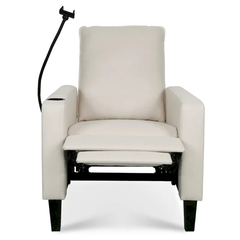 Poltrona reclinabile manuale in tessuto con portacellulare e contenitore, Gialla / Beige / Rossa / Grigia, 1 posto