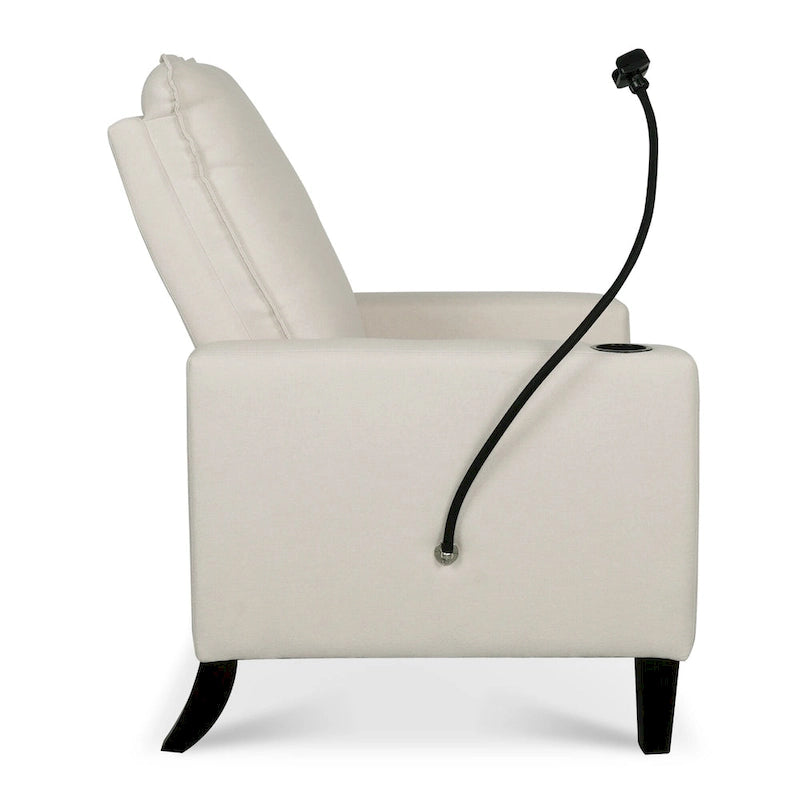 Poltrona reclinabile manuale in tessuto con portacellulare e contenitore, Gialla / Beige / Rossa / Grigia, 1 posto