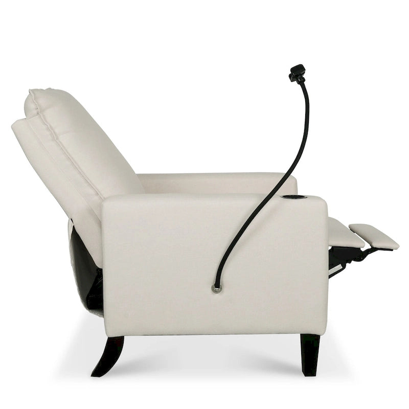 Poltrona reclinabile manuale in tessuto con portacellulare e contenitore, Gialla / Beige / Rossa / Grigia, 1 posto