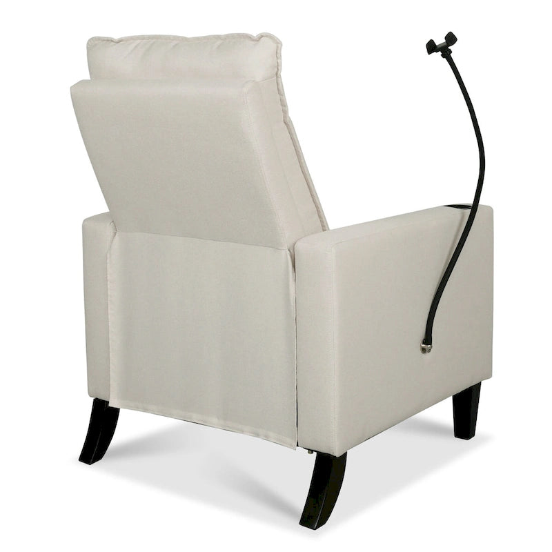 Poltrona reclinabile manuale in tessuto con portacellulare e contenitore, Gialla / Beige / Rossa / Grigia, 1 posto