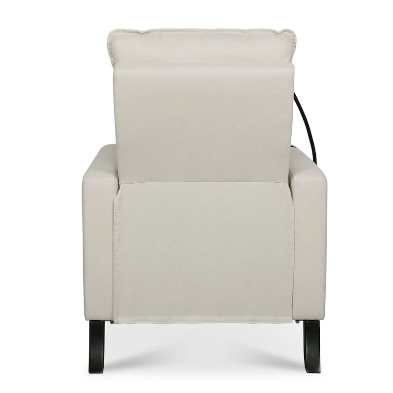 Poltrona reclinabile manuale in tessuto con portacellulare e contenitore, Gialla / Beige / Rossa / Grigia, 1 posto