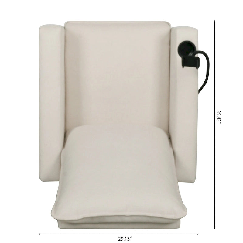 Poltrona reclinabile manuale in tessuto con portacellulare e contenitore, Gialla / Beige / Rossa / Grigia, 1 posto