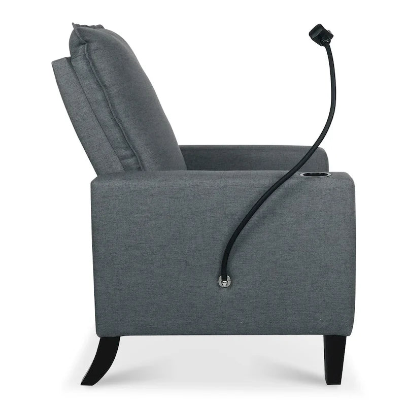 Poltrona reclinabile manuale in tessuto con portacellulare e contenitore, Gialla / Beige / Rossa / Grigia, 1 posto