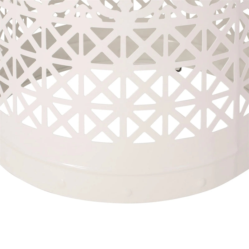 Tavolino d'Appoggio con Dettagli in Metallo Traforato Pizzo Bianco/Blu Scuro, 1 Persona