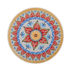 Tavolino d'Appoggio con Dettagli in Metallo Traforato Pizzo Bianco/Blu Scuro, 1 Persona