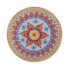 Tavolino d'Appoggio con Dettagli in Metallo Traforato Pizzo Bianco/Blu Scuro, 1 Persona