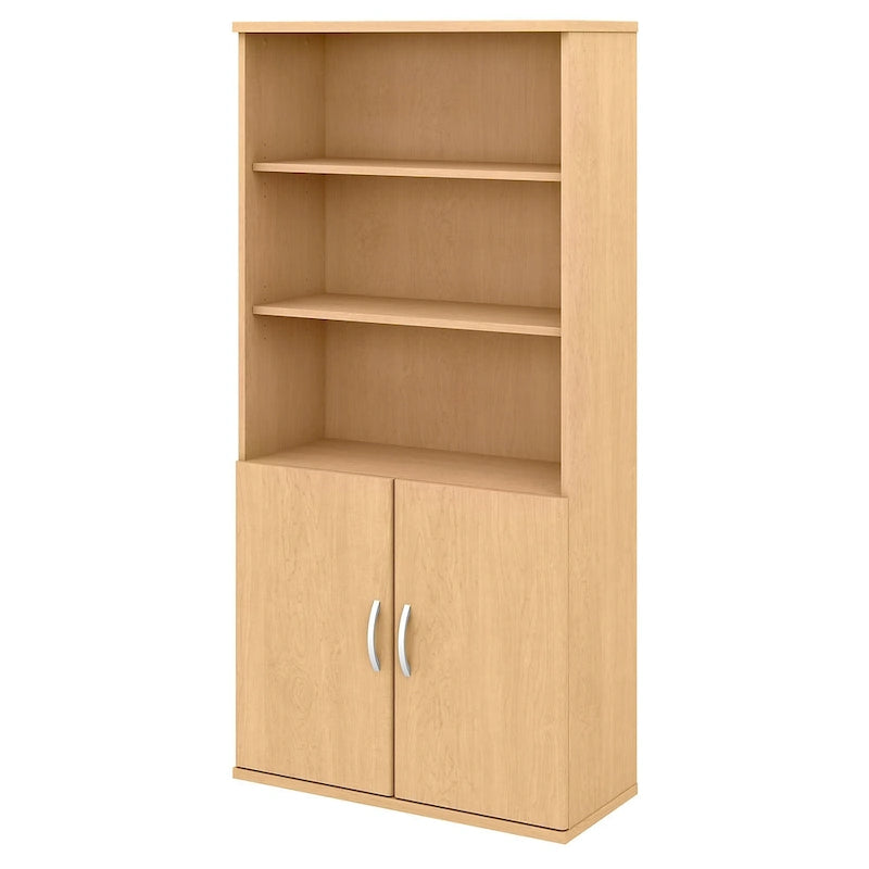 Libreria a 5 Ripiani con Ante, Ripiani Regolabili, Colori Assortiti