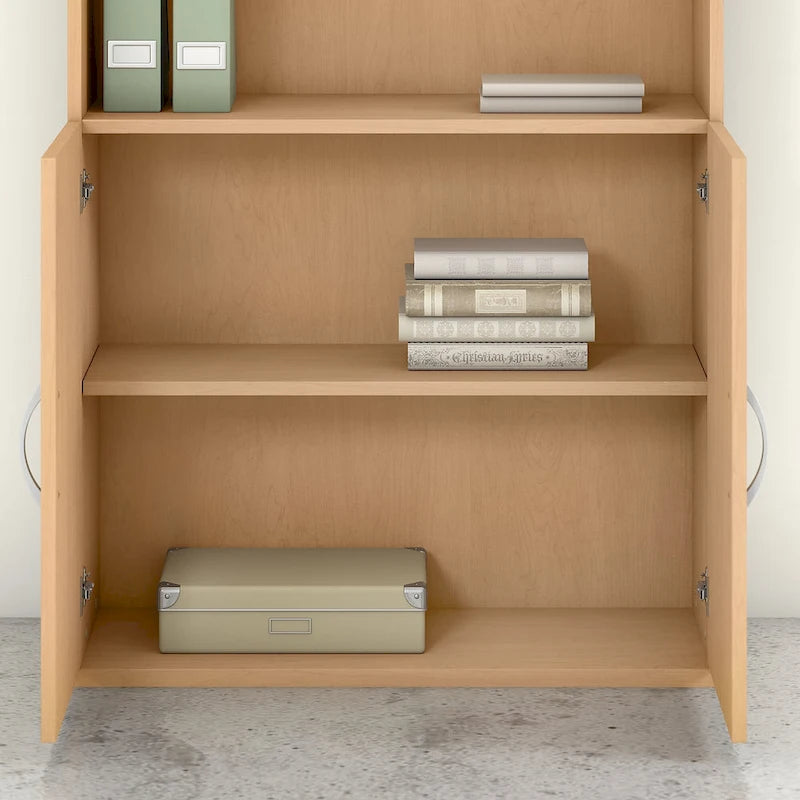 Libreria a 5 Ripiani con Ante, Ripiani Regolabili, Colori Assortiti