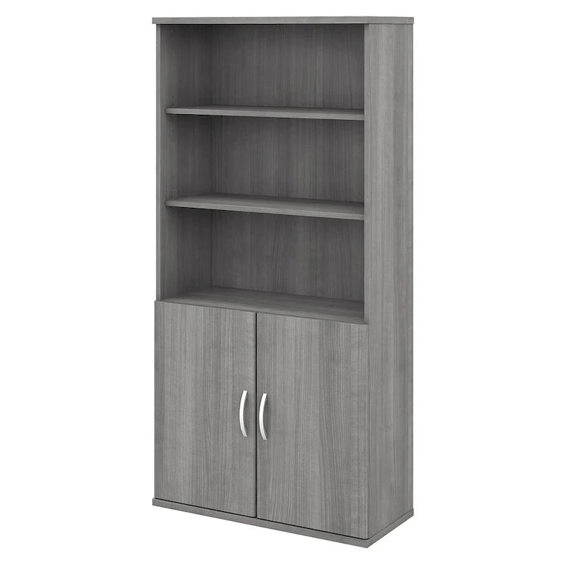 Libreria a 5 Ripiani con Ante, Ripiani Regolabili, Colori Assortiti