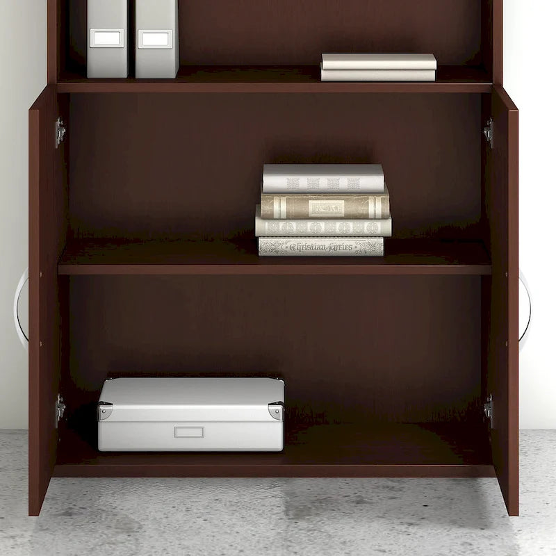 Libreria a 5 Ripiani con Ante, Ripiani Regolabili, Colori Assortiti