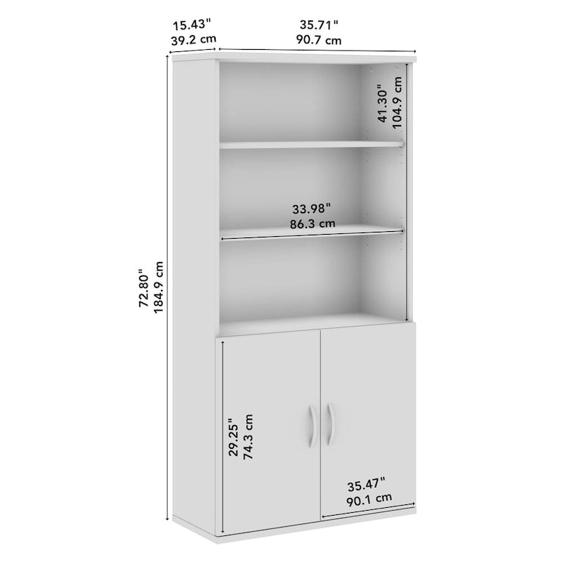 Libreria a 5 Ripiani con Ante, Ripiani Regolabili, Colori Assortiti