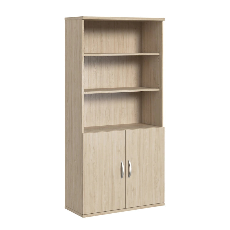 Libreria a 5 Ripiani con Ante, Ripiani Regolabili, Colori Assortiti