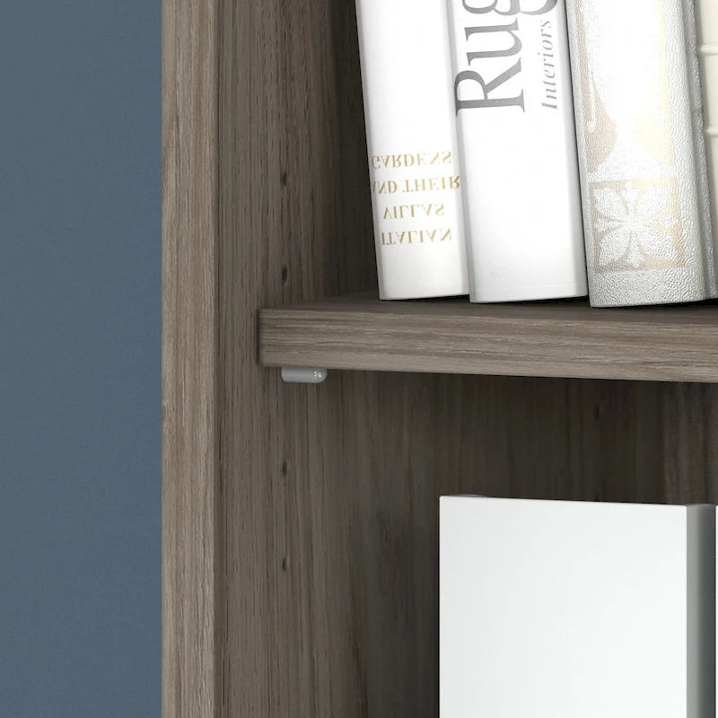 Libreria a 5 Ripiani con Ante, Ripiani Regolabili, Colori Assortiti
