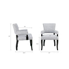 Sedia da pranzo moderna transizionale con braccioli, profili borchiati, marrone/blu/grigio, 1 posto a sedere