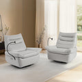 Poltrona reclinabile, girevole e a dondolo, grigio/marrone/bianco, set da 2