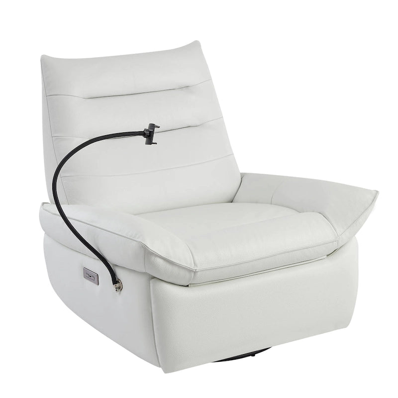Poltrona reclinabile, girevole e a dondolo, grigio/marrone/bianco, set da 2