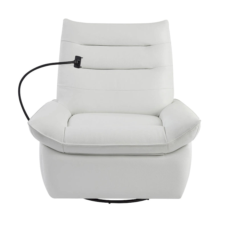 Poltrona reclinabile, girevole e a dondolo, grigio/marrone/bianco, set da 2