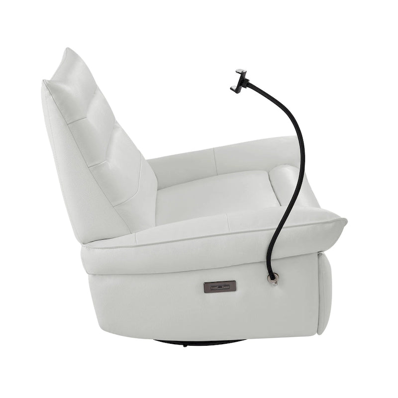 Poltrona reclinabile, girevole e a dondolo, grigio/marrone/bianco, set da 2