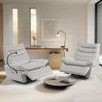 Poltrona reclinabile, girevole e a dondolo, grigio/marrone/bianco, set da 2