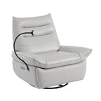 Poltrona reclinabile, girevole e a dondolo, grigio/marrone/bianco, set da 2