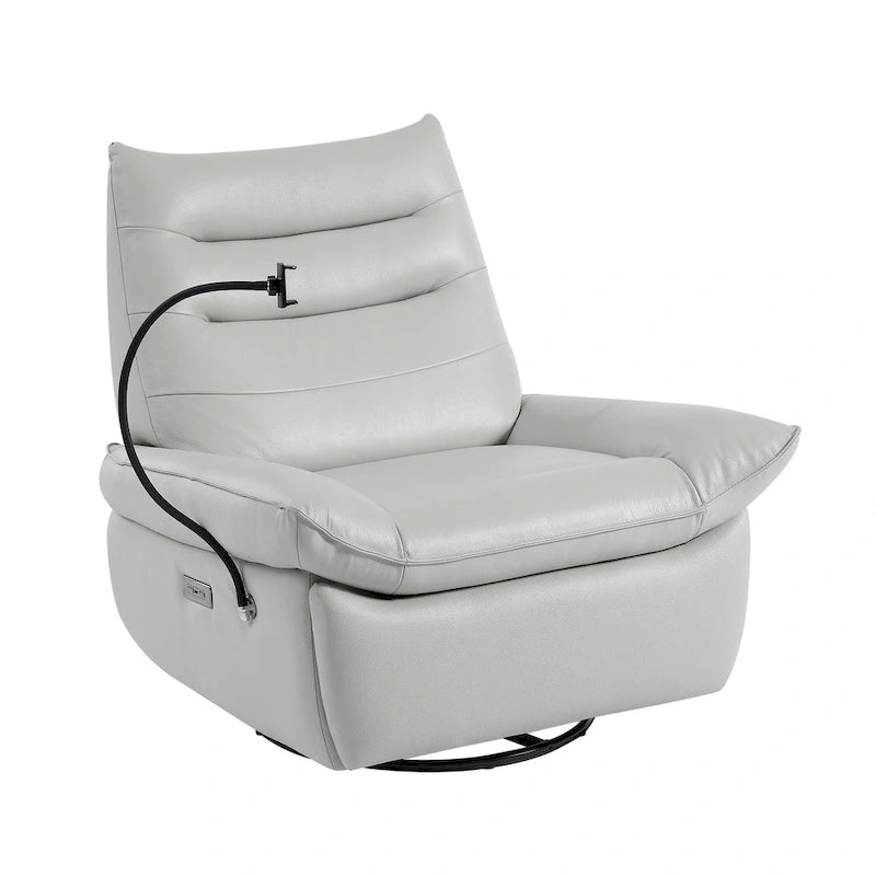 Poltrona reclinabile, girevole e a dondolo, grigio/marrone/bianco, set da 2