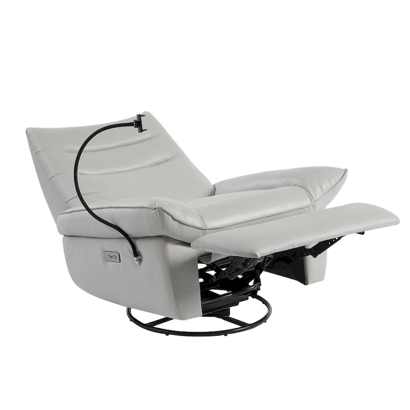 Poltrona reclinabile, girevole e a dondolo, grigio/marrone/bianco, set da 2