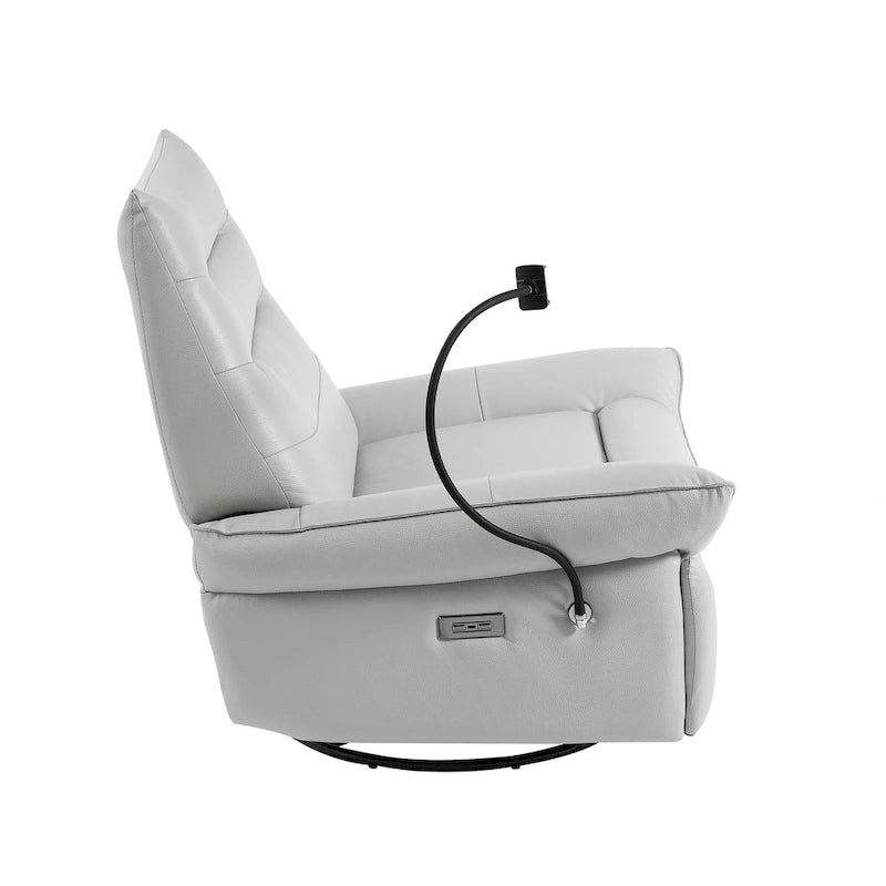 Poltrona reclinabile, girevole e a dondolo, grigio/marrone/bianco, set da 2