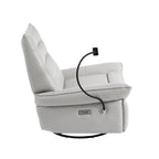 Poltrona reclinabile, girevole e a dondolo, grigio/marrone/bianco, set da 2