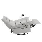 Poltrona reclinabile, girevole e a dondolo, grigio/marrone/bianco, set da 2