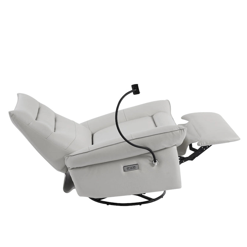 Poltrona reclinabile, girevole e a dondolo, grigio/marrone/bianco, set da 2