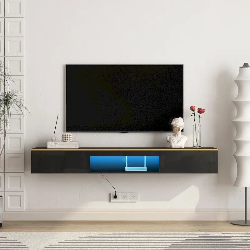 Mobile TV sospeso nero con LED a 16 colori, stile flottante, per 1 Stanza