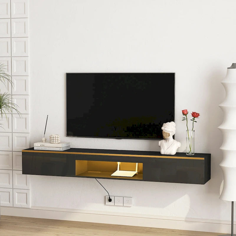 Mobile TV sospeso nero con LED a 16 colori, stile flottante, per 1 Stanza