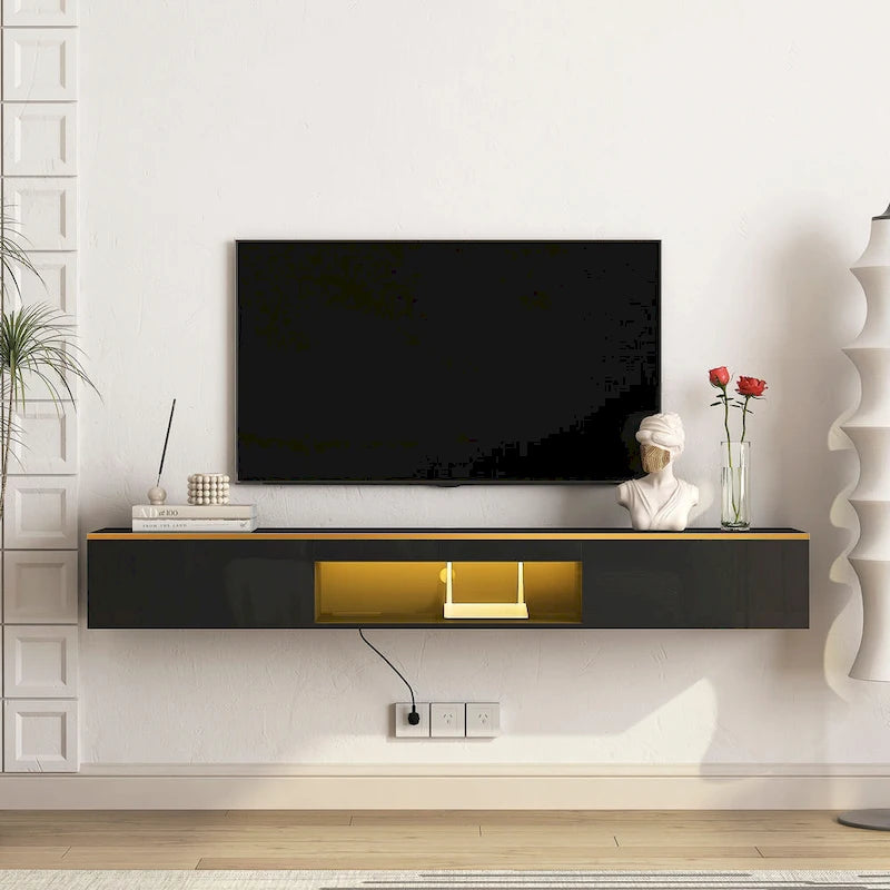 Mobile TV sospeso nero con LED a 16 colori, stile flottante, per 1 Stanza
