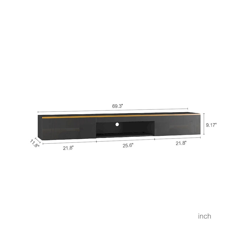 Mobile TV sospeso nero con LED a 16 colori, stile flottante, per 1 Stanza