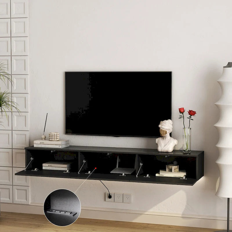Mobile TV sospeso nero con LED a 16 colori, stile flottante, per 1 Stanza