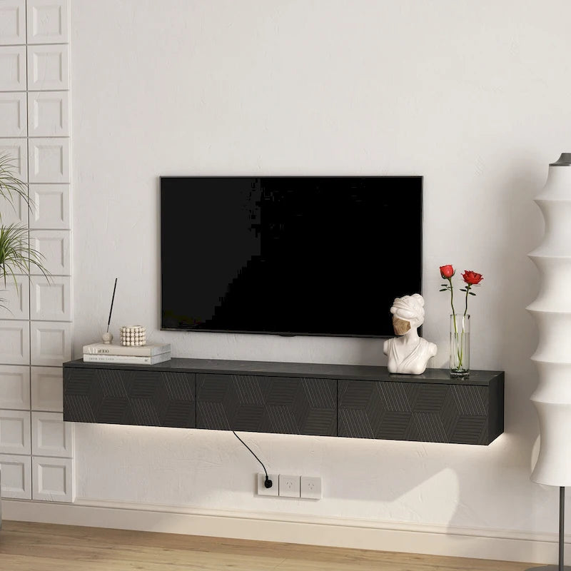 Mobile TV sospeso nero con LED a 16 colori, stile flottante, per 1 Stanza
