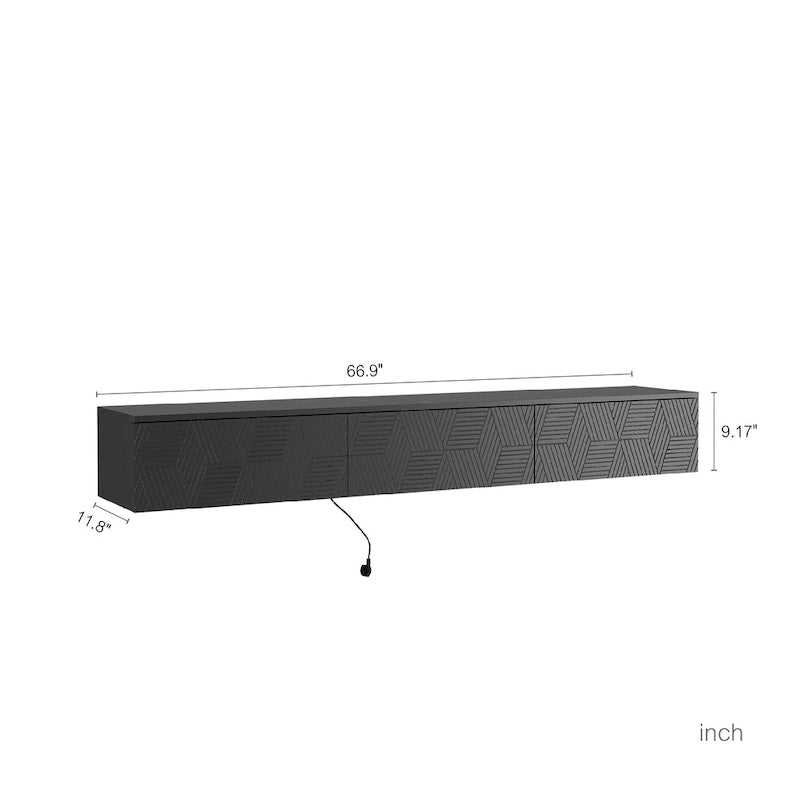 Mobile TV sospeso nero con LED a 16 colori, stile flottante, per 1 Stanza