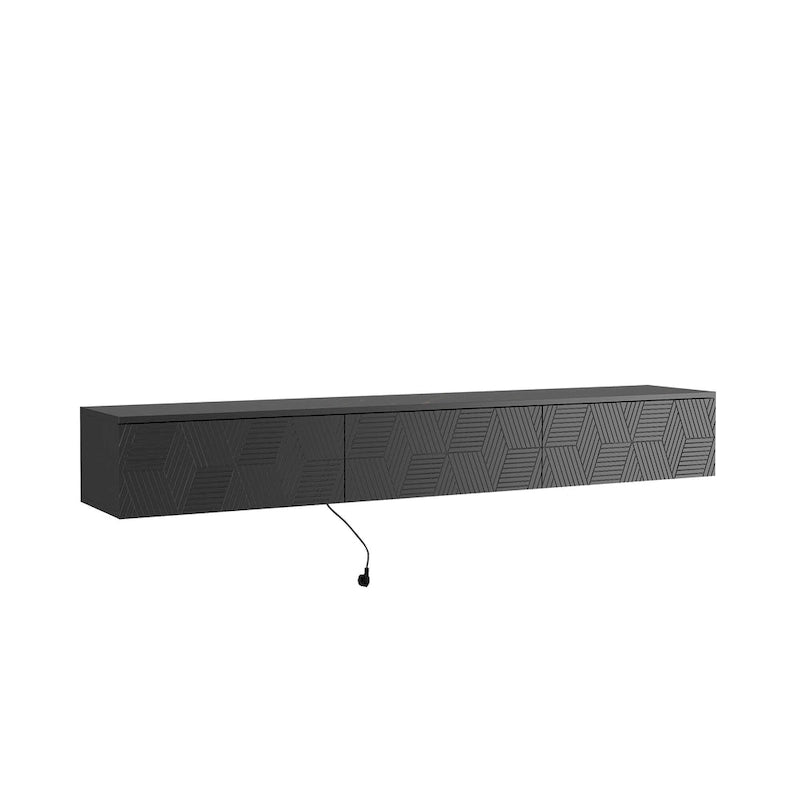 Mobile TV sospeso nero con LED a 16 colori, stile flottante, per 1 Stanza