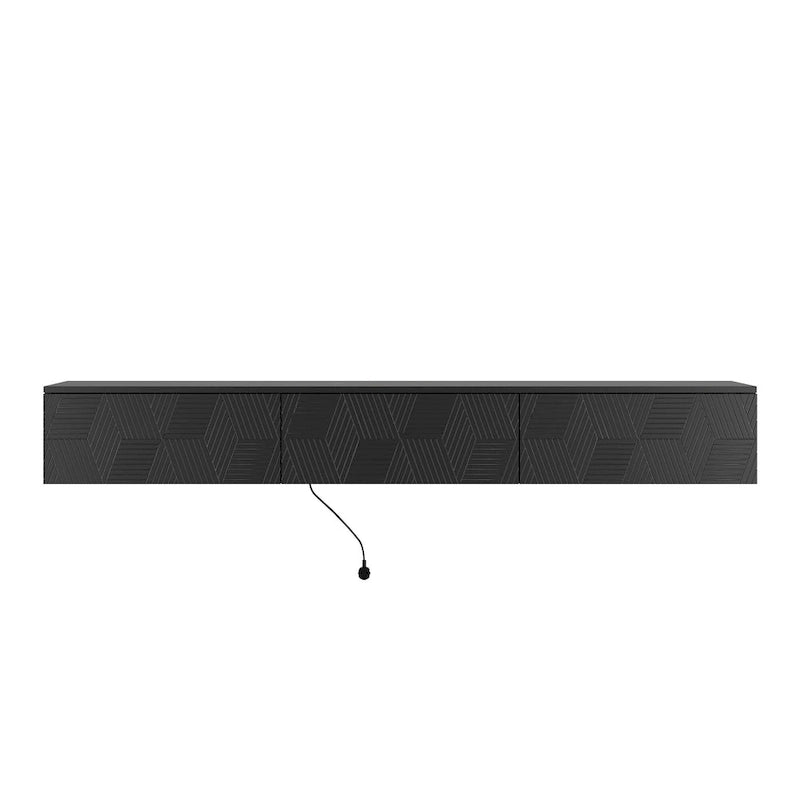 Mobile TV sospeso nero con LED a 16 colori, stile flottante, per 1 Stanza