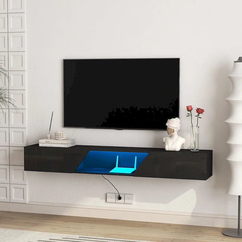 Mobile TV sospeso nero con LED a 16 colori, stile flottante, per 1 Stanza