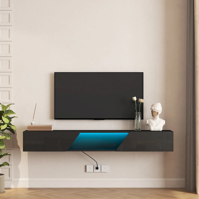 Mobile TV sospeso nero con LED a 16 colori, stile flottante, per 1 Stanza
