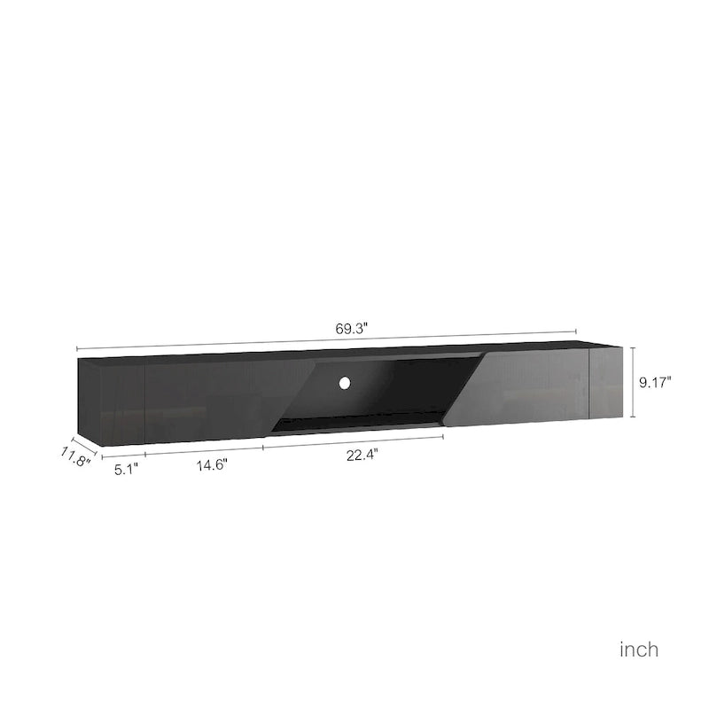 Mobile TV sospeso nero con LED a 16 colori, stile flottante, per 1 Stanza