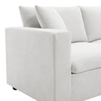 Divano sezionale a L bianco con pouf, 5 posti a sedere