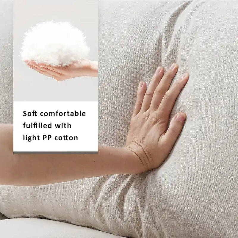 Divano sezionale a L bianco con pouf, 5 posti a sedere