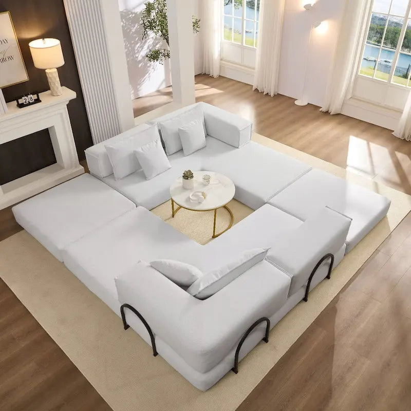 Divano componibile in velluto a coste nero/bianco/blu/marrone/grigio, fai-da-te a forma di L