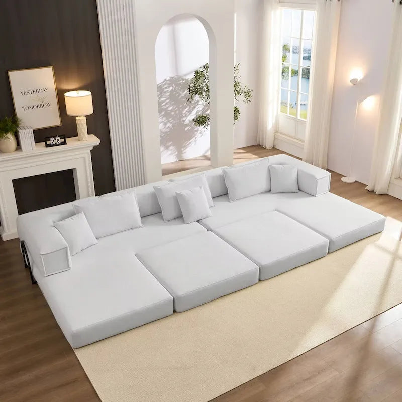 Divano componibile in velluto a coste nero/bianco/blu/marrone/grigio, fai-da-te a forma di L